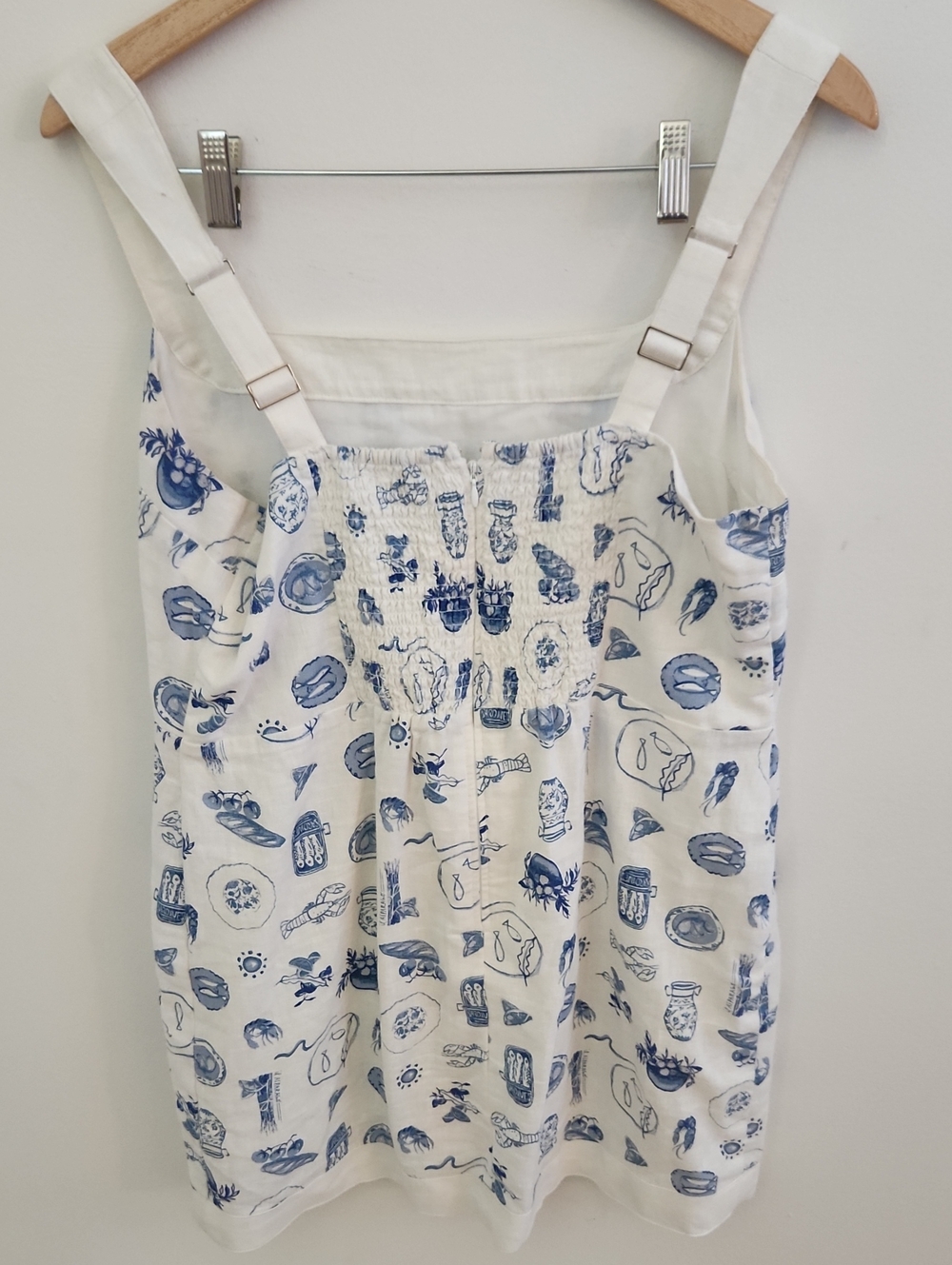 Abercrombie & Fitch Linen Lined Coastal Lobster Sea Mini Blue White Dress XLP - Picture 10 of 11